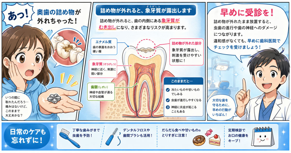 詰め物が取れたけど痛くない｜放置リスクと受診までの正しい応急処置