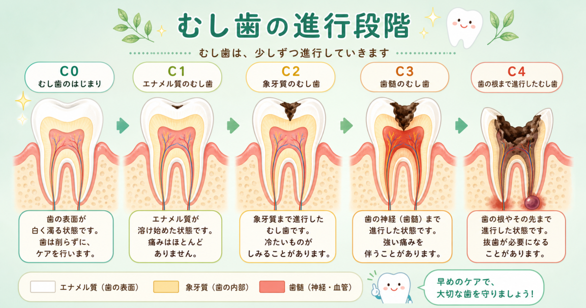 歯がしみる・変色…むし歯C0〜C4の見分け方と治療費・通院回数を比較