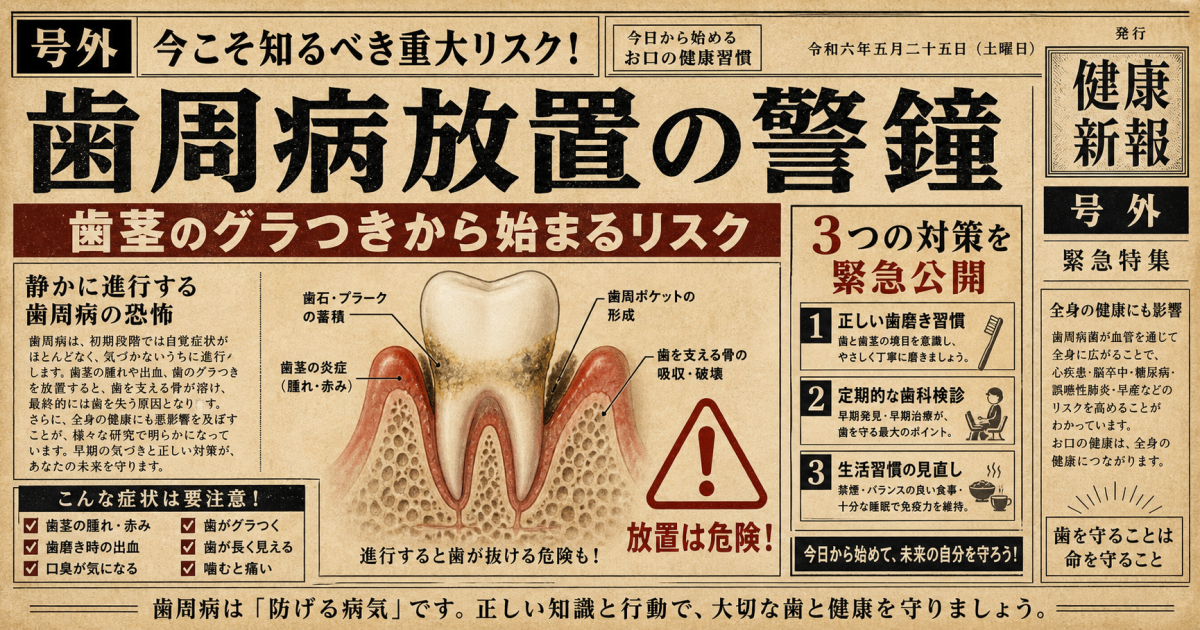 歯周病放置で歯が抜ける？歯茎のグラつきから知るリスクと3つの対策