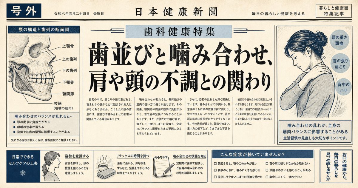歯並びが悪いと噛み合わせに影響？肩こりや頭痛との関係を解説