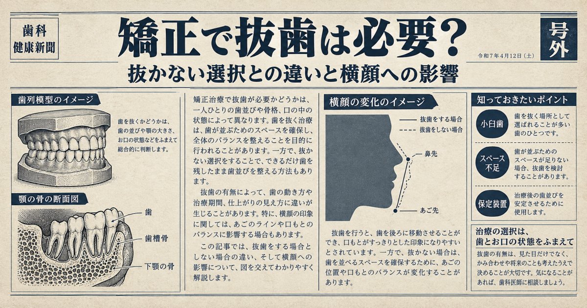 矯正で抜歯は必要?抜かない選択との違いや横顔への影響を解説
