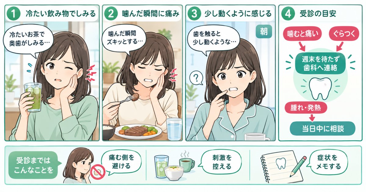 歯がしみる・噛むと痛い・ぐらつく…原因と週末を待たずに受診する目安
