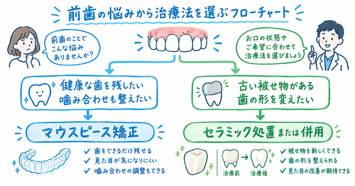 前歯の悩み別にどちらが向くか:判断の目安と相談前に確かめたいこと